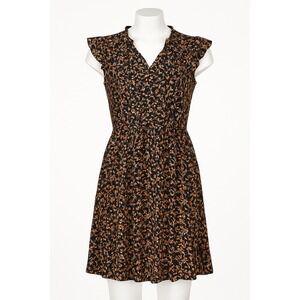 Old Navy Waist-Defined Flutter-Sleeve‎ Dress Small – Black Ditsy Floral – NWT